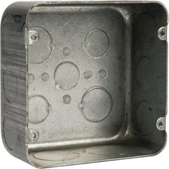 Cooper Crouse-Hinds - 1 Gang, (13) 1, 1/2 & 3/4" Knockouts, Steel Square Outlet Box - 4-11/16" Overall Height x 4-11/16" Overall Width x 2-1/8" Overall Depth - Apex Tool & Supply