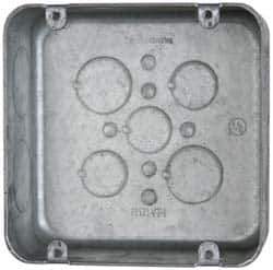 Cooper Crouse-Hinds - 1 Gang, (13) 1, 1/2 & 3/4" Knockouts, Steel Square Outlet Box - 4-11/16" Overall Height x 4-11/16" Overall Width x 2-1/8" Overall Depth - Apex Tool & Supply