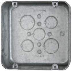 Cooper Crouse-Hinds - 1 Gang, (13) 1, 1/2 & 3/4" Knockouts, Steel Square Outlet Box - 4-11/16" Overall Height x 4-11/16" Overall Width x 2-1/8" Overall Depth - Apex Tool & Supply