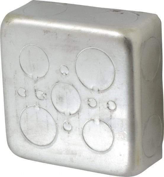 Cooper Crouse-Hinds - 1 Gang, (13) 1/2 & 3/4" Knockouts, Steel Square Outlet Box - 4" Overall Height x 4" Overall Width x 1-1/2" Overall Depth - Apex Tool & Supply