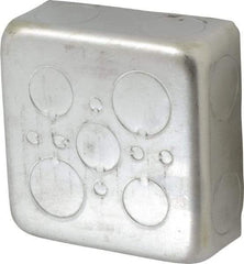 Cooper Crouse-Hinds - 1 Gang, (13) 1/2 & 3/4" Knockouts, Steel Square Outlet Box - 4" Overall Height x 4" Overall Width x 1-1/2" Overall Depth - Apex Tool & Supply