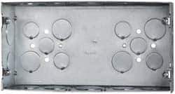 Cooper Crouse-Hinds - 3 Gang, (24) 1, 1/2 & 3/4" Knockouts, Steel Rectangle Outlet Box - 4-1/2" Overall Height x 8-5/8" Overall Width x 2-1/2" Overall Depth - Apex Tool & Supply