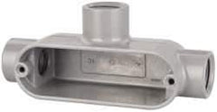 Cooper Crouse-Hinds - Form 5, T Body, 1/2" Trade, IMC, Rigid Aluminum Conduit Body - Oval/Rectangle, 4.82" OAL, 4.35 cc Capacity, Silver - Apex Tool & Supply