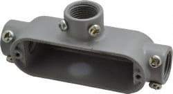 Cooper Crouse-Hinds - Form 5, T Body, 1/2" Trade, EMT, IMC, Rigid Aluminum Conduit Body - Rectangle, 4.82" OAL, 4.35 cc Capacity, Gray - Apex Tool & Supply