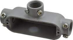 Cooper Crouse-Hinds - Form 5, T Body, 1/2" Trade, EMT, IMC, Rigid Aluminum Conduit Body - Rectangle, 4.82" OAL, 4.35 cc Capacity, Gray - Apex Tool & Supply