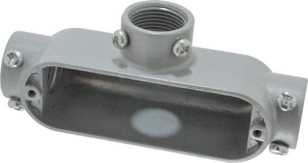 Cooper Crouse-Hinds - Form 5, T Body, 3/4" Trade, EMT, IMC, Rigid Aluminum Conduit Body - Rectangle, 5.4" OAL, 7.3 cc Capacity, Gray - Apex Tool & Supply