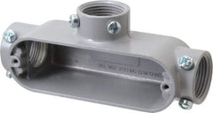 Cooper Crouse-Hinds - Form 5, T Body, 1" Trade, EMT, IMC, Rigid Aluminum Conduit Body - Rectangle, 6.33" OAL, 12.2 cc Capacity, Gray - Apex Tool & Supply