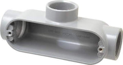 Cooper Crouse-Hinds - Form 5, T Body, 1-1/2" Trade, IMC, Rigid Aluminum Conduit Body - Oval/Rectangle, 8.45" OAL, 33.1 cc Capacity, Silver - Apex Tool & Supply