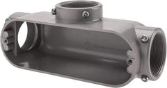 Cooper Crouse-Hinds - Form 5, T Body, 2" Trade, EMT, IMC, Rigid Aluminum Conduit Body - Rectangle, 10.71" OAL, 67 cc Capacity, Gray - Apex Tool & Supply