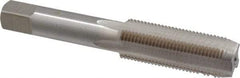 Interstate - 5/8-18 UNF 3B 4 Flute Bright Finish High Speed Steel Straight Flute Standard Hand Tap - Plug, Left Hand Thread, 3-13/16" OAL, H3 Limit, Oversize - Apex Tool & Supply