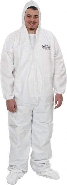 KleenGuard - Size 4XL Film Laminate General Purpose Coveralls - White, Zipper Closure, Elastic Cuffs, with Boots, Serged Seams - Apex Tool & Supply