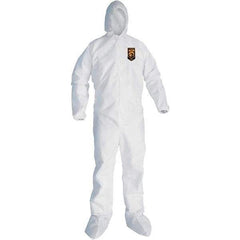 KleenGuard - Size M SMS General Purpose Coveralls - White, Zipper Closure, Elastic Cuffs, with Boots, Serged Seams - Apex Tool & Supply
