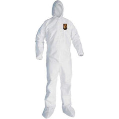 KleenGuard - Size 2XL SMS General Purpose Coveralls - White, Zipper Closure, Elastic Cuffs, with Boots, Serged Seams - Apex Tool & Supply