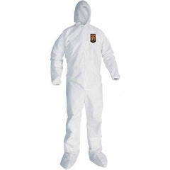 KleenGuard - Size 3XL SMS General Purpose Coveralls - White, Zipper Closure, Elastic Cuffs, with Boots, Serged Seams - Apex Tool & Supply