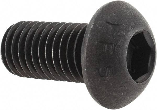 Value Collection - M12x1.75 Metric Coarse Hex Socket Drive, Button Screw - Grade 12.9 Alloy Steel, Black Oxide Finish, Fully Threaded, 25mm Length Under Head - Apex Tool & Supply