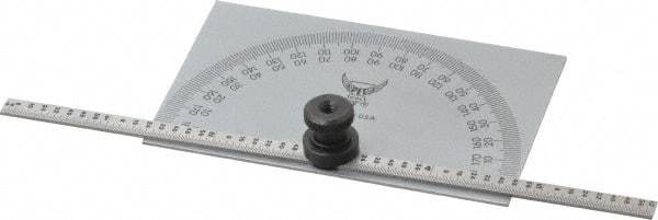 PEC Tools - 0 to 6 Inch Rule Measurement Range, 0 to 180° Angle Measurement Range, Rectangle Head Tempered Steel Protractor and Depth Gage - 1° Angle Graduation, 3-5/16 Inch Head Length, 2 Inch Head Width - Apex Tool & Supply
