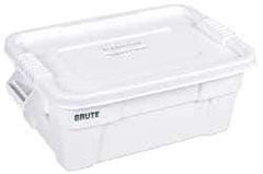 Rubbermaid - 14 Gal, 400 Lb Load Capacity White Polypropylene Tote Container - Nesting, 27.9" Long x 16-1/2" Wide x 10.7" High, Lid Included - Apex Tool & Supply