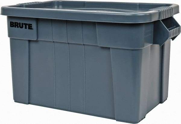 Rubbermaid - 20 Gal, 400 Lb Load Capacity Gray Polypropylene Tote Container - Nesting, 27.9" Long x 17.4" Wide x 15.1" High, Lid Included - Apex Tool & Supply
