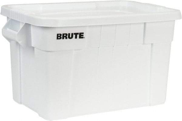 Rubbermaid - 20 Gal, 400 Lb Load Capacity White Polyethylene Tote Container - Nesting, 27.9" Long x 17.4" Wide x 15.1" High, Lid Included - Apex Tool & Supply