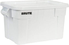 Rubbermaid - 20 Gal, 400 Lb Load Capacity White Polyethylene Tote Container - Nesting, 27.9" Long x 17.4" Wide x 15.1" High, Lid Included - Apex Tool & Supply