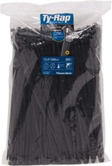 Thomas & Betts - 13.4" Long Black Nylon Standard Cable Tie - 120 Lb Tensile Strength, 1.65mm Thick, 4" Max Bundle Diam - Apex Tool & Supply