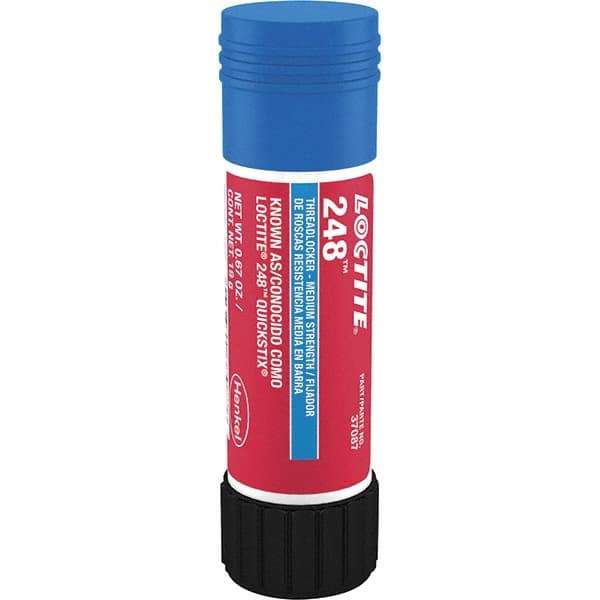Loctite - 19 g Stick, Blue, Medium Strength Semisolid Threadlocker - Series 248, 24 hr Full Cure Time, Hand Tool, Heat Removal - Apex Tool & Supply