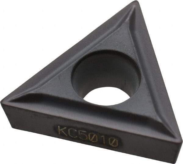Kennametal - TCMT21.50.5 LF Grade KC5010 Carbide Turning Insert - TiAlN Finish, 60° Triangle, 1/4" Inscr Circle, 3/32" Thick, 0.008" Corner Radius - Apex Tool & Supply