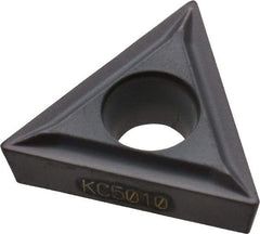 Kennametal - TCMT21.50.5 LF Grade KC5010 Carbide Turning Insert - TiAlN Finish, 60° Triangle, 1/4" Inscr Circle, 3/32" Thick, 0.008" Corner Radius - Apex Tool & Supply
