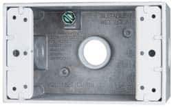 Cooper Crouse-Hinds - 1 Gang, (3) 1/2" Knockouts, Aluminum Rectangle Outlet Box - 4-9/16" Overall Height x 2-7/8" Overall Width x 2" Overall Depth, Weather Resistant - Apex Tool & Supply