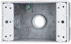 Cooper Crouse-Hinds - 1 Gang, (3) 1/2" Knockouts, Aluminum Rectangle Outlet Box - 4-9/16" Overall Height x 2-7/8" Overall Width x 2" Overall Depth, Weather Resistant - Apex Tool & Supply
