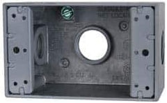 Cooper Crouse-Hinds - 1 Gang, (3) 3/4" Knockouts, Aluminum Rectangle Outlet Box - 4-9/16" Overall Height x 2-7/8" Overall Width x 2" Overall Depth, Weather Resistant - Apex Tool & Supply