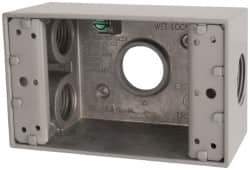 Cooper Crouse-Hinds - 1 Gang, (4) 3/4" Knockouts, Aluminum Rectangle Outlet Box - 4-9/16" Overall Height x 2-7/8" Overall Width x 2" Overall Depth, Weather Resistant - Apex Tool & Supply