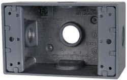 Cooper Crouse-Hinds - 1 Gang, (5) 1/2" Knockouts, Aluminum Rectangle Outlet Box - 4-9/16" Overall Height x 2-7/8" Overall Width x 2" Overall Depth, Weather Resistant - Apex Tool & Supply