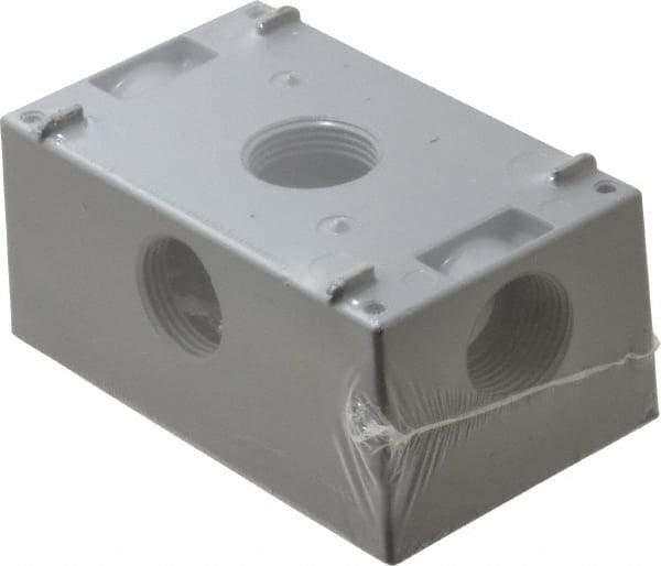 Cooper Crouse-Hinds - 1 Gang, (5) 3/4" Knockouts, Aluminum Rectangle Outlet Box - 4-9/16" Overall Height x 2-7/8" Overall Width x 2" Overall Depth, Weather Resistant - Apex Tool & Supply