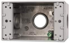 Cooper Crouse-Hinds - 1 Gang, (3) 3/4" Knockouts, Aluminum Rectangle Outlet Box - 4-1/4" Overall Height x 2-7/8" Overall Width x 2-21/32" Overall Depth, Weather Resistant - Apex Tool & Supply
