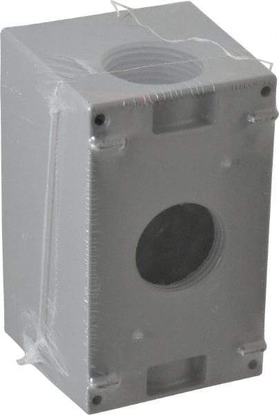 Cooper Crouse-Hinds - 1 Gang, (3) 1" Knockouts, Aluminum Rectangle Outlet Box - 4-1/4" Overall Height x 2-7/8" Overall Width x 2-21/32" Overall Depth, Weather Resistant - Apex Tool & Supply