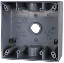 Cooper Crouse-Hinds - 2 Gang, (3) 1/2" Knockouts, Aluminum Rectangle Outlet Box - 4-9/16" Overall Height x 4-5/8" Overall Width x 2-1/16" Overall Depth, Weather Resistant - Apex Tool & Supply