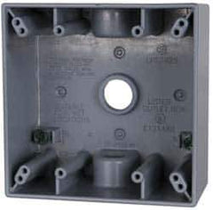 Cooper Crouse-Hinds - 2 Gang, (3) 1/2" Knockouts, Aluminum Rectangle Outlet Box - 4-9/16" Overall Height x 4-5/8" Overall Width x 2-1/16" Overall Depth, Weather Resistant - Apex Tool & Supply