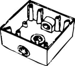 Cooper Crouse-Hinds - 2 Gang, (3) 1/2" Knockouts, Aluminum Rectangle Outlet Box - 4-9/16" Overall Height x 4-5/8" Overall Width x 2-1/16" Overall Depth, Weather Resistant - Apex Tool & Supply