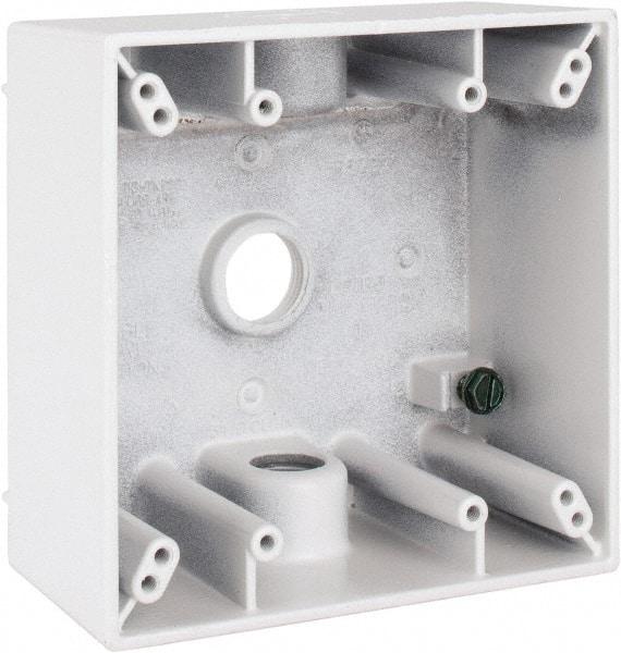 Cooper Crouse-Hinds - 2 Gang, (3) 1/2" Knockouts, Aluminum Rectangle Outlet Box - 4-9/16" Overall Height x 4-5/8" Overall Width x 2-1/16" Overall Depth, Weather Resistant - Apex Tool & Supply