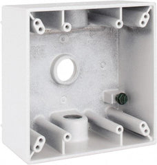 Cooper Crouse-Hinds - 2 Gang, (3) 1/2" Knockouts, Aluminum Rectangle Outlet Box - 4-9/16" Overall Height x 4-5/8" Overall Width x 2-1/16" Overall Depth, Weather Resistant - Apex Tool & Supply
