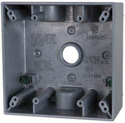 Cooper Crouse-Hinds - 2 Gang, (4) 1/2" Knockouts, Aluminum Rectangle Outlet Box - 4-9/16" Overall Height x 4-5/8" Overall Width x 2-1/16" Overall Depth, Weather Resistant - Apex Tool & Supply