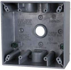 Cooper Crouse-Hinds - 2 Gang, (4) 1/2" Knockouts, Aluminum Rectangle Outlet Box - 4-9/16" Overall Height x 4-5/8" Overall Width x 2-1/16" Overall Depth, Weather Resistant - Apex Tool & Supply