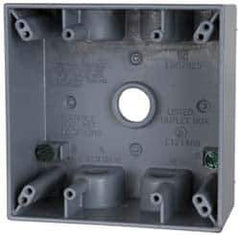 Cooper Crouse-Hinds - 2 Gang, (5) 1/2" Knockouts, Aluminum Rectangle Outlet Box - 4-9/16" Overall Height x 4-5/8" Overall Width x 2-1/16" Overall Depth, Weather Resistant - Apex Tool & Supply