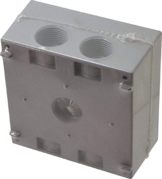 Cooper Crouse-Hinds - 2 Gang, (5) 3/4" Knockouts, Aluminum Rectangle Outlet Box - 4-9/16" Overall Height x 4-5/8" Overall Width x 2-1/16" Overall Depth, Weather Resistant - Apex Tool & Supply
