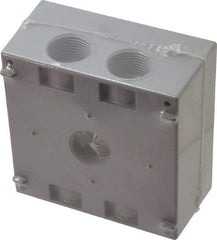 Cooper Crouse-Hinds - 2 Gang, (5) 3/4" Knockouts, Aluminum Rectangle Outlet Box - 4-9/16" Overall Height x 4-5/8" Overall Width x 2-1/16" Overall Depth, Weather Resistant - Apex Tool & Supply