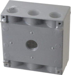 Cooper Crouse-Hinds - 2 Gang, (7) 1/2" Knockouts, Aluminum Rectangle Outlet Box - 4-9/16" Overall Height x 4-5/8" Overall Width x 2-1/16" Overall Depth, Weather Resistant - Apex Tool & Supply