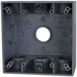 Cooper Crouse-Hinds - 2 Gang, (7) 3/4" Knockouts, Aluminum Rectangle Outlet Box - 4-9/16" Overall Height x 4-5/8" Overall Width x 2-1/16" Overall Depth, Weather Resistant - Apex Tool & Supply