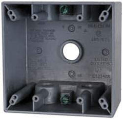 Cooper Crouse-Hinds - 2 Gang, (5) 1/2" Knockouts, Aluminum Square Outlet Box - 4-1/2" Overall Height x 4-1/2" Overall Width x 2-21/32" Overall Depth, Weather Resistant - Apex Tool & Supply