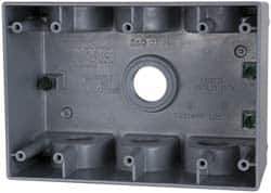 Cooper Crouse-Hinds - 3 Gang, (7) 3/4" Knockouts, Aluminum Rectangle Outlet Box - 2-5/8" Overall Depth, Weather Resistant - Apex Tool & Supply